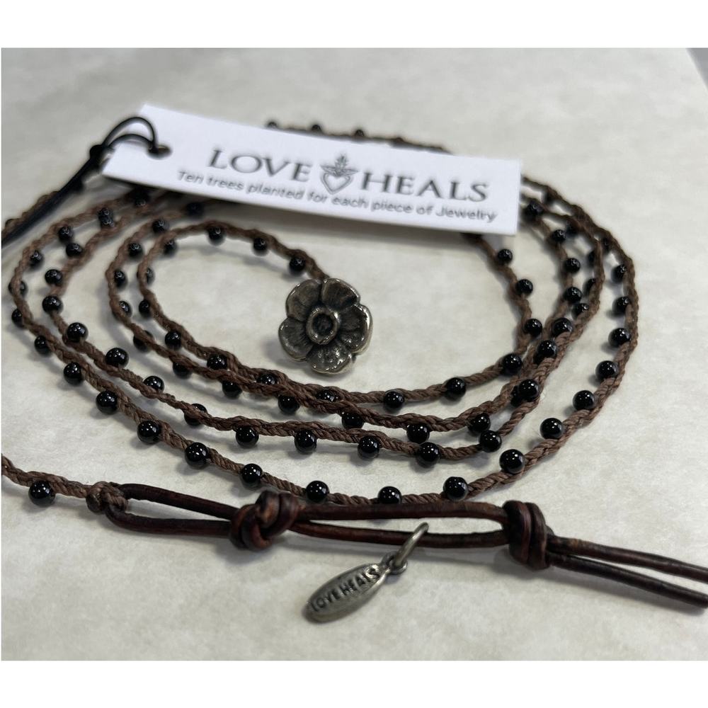 Love Heals 40" Love Heals 40" Black Spinel Braiided Necklace Wrap Bracelet LH52 - Picture 4 of 13